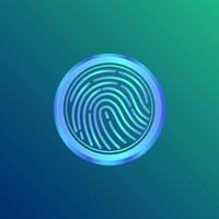 Digital fingerprint, illustration of futuristic scanning technology for biometric identification, data security, user passwords, control accounts, and health monitoring. vector