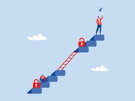 Ladder of success ,The difference of positive and negative thinking mindset concepts.businessman Progress is impossible without change illustrator vector