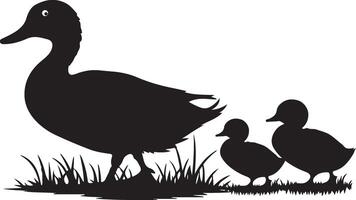 Mother duck with ducklings, illustration vector