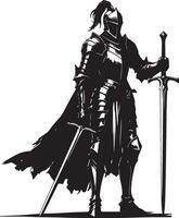 a knight with armor silhouette vector
