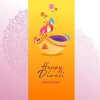diwali card with diya lamp element vector