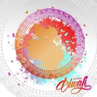 happy diwali background and splatter color paint vector