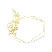abstract geometric floral frame in gold vector
