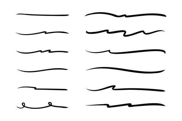 Set of hand drawn underline.