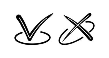 Tick and cross signs. Checkmark OK and X icons. vector