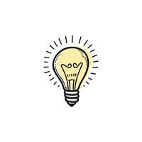 Simple illustration of a glowing light bulb with radiating lines, symbolizing bright ideas and creativity in a design context vector