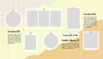Pictures or photos frame collage, page grid layout abstract photo frames and digital photo wall template vector