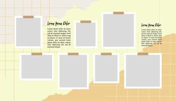 Pictures or photos frame collage comics page grid layout abstract photo frames and digital photo wall template vector