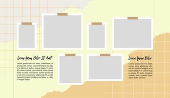 Pictures or photos frame collage layout abstract photo frames and digital photo wall template vector