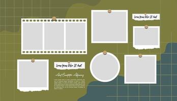 Picture collage and digital photo wall template vector