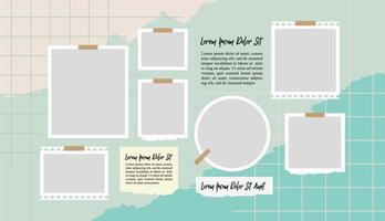 Collage photo effect with text template vector