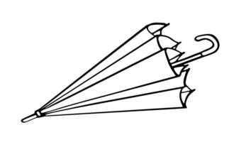 closed umbrella Minimalist doodle black line drawing. The sleek design emphasizes classic features, creating an elegant silhouette on a white background. vector