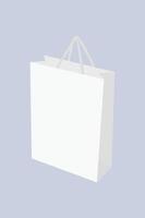 Minimalist White Paper Shopping Bag with White Handles, Side View Illustration. vector