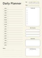 Daily planner. Simple template for scheduling the daily activities. vector