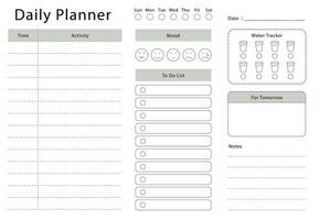 Daily planner template. Simple design for scheduling and planning your daily activities. vector