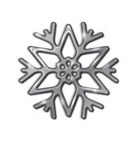 Silver metallic snowflake shape realistic illustration. Beauty and wonder of festive winter season 3d object on white background vector