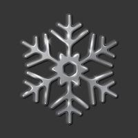 Silver snowflake with sparkling effect realistic illustration. Christmas holiday frozen decor 3d object on black background vector