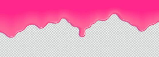 Glossy pink slime dripping realistic illustration. Goo liquid flow. Blob fluid texture 3d element vector