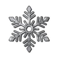 Shimmering metallic silver snowflake realistic illustration. Essence of Christmas and New Year 3d object on white background vector