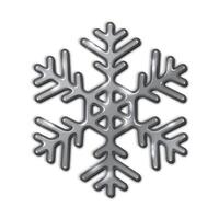 Metallic silver snowflake sparkling realistic illustration. Evoking magic and wonder of winter holidays 3d object on white background vector