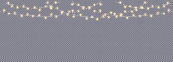 Decorative golden fairy lights border realistic icon. New year illumination for party 3d object illustration vector