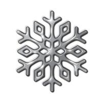 Silver snowflake with sparkles realistic illustration. Elegant Christmas season ornament design 3d object on white background vector