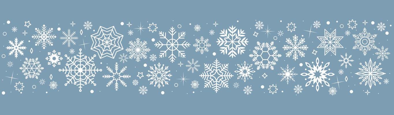 Festive New Year template with snowflakes flat color frame. Festive spirit of winter season illustration on blue background