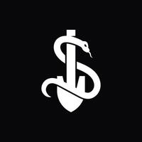 simple logo of shovel with snake vector