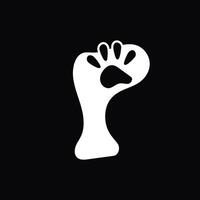 simple logo of letter p paw and bone vector