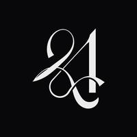 simple monogram of letter R and A vector