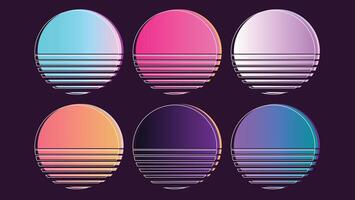 Set of gradient vintage round circle , collection retro style circle round vector