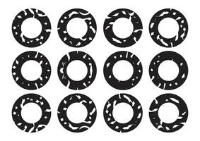 set of decorative grunge round circle vector