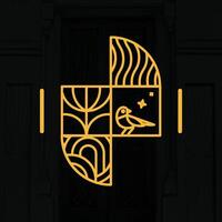 Golden Bird in Geometric Frame. vector