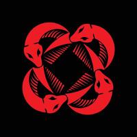 Red Minimalist Snake Logo Design. vector