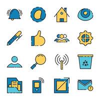 Filled Line Icon Set of Business Office Work Profile Setting vector