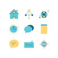 Flat Design Icon Set of Communication Technology Internet Network Connection vector