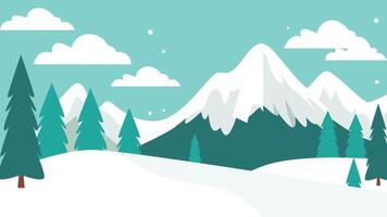 Mountain Nature Landscape with Pine Tree in the Forest in Snow Winter vector