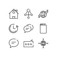 Line Art Icon Set of Communication Technology Internet Network Connection vector