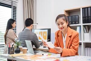 Program Developer Team Collaborates on UXUI Design in Modern Office Setting photo