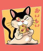 PIZZA CAT VINTAGE CARTOON ILLUSTRATION vector