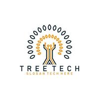 Tree Tech Logo Icon Design Art vector