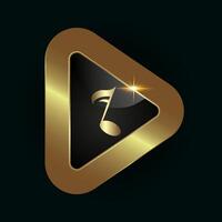 Luxury Abstract play button gold symbol design. playing button design and premium Music note button vector