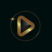 Luxury Abstract play button gold symbol design. playing button design and premium Music note button in golden ring, circle vector