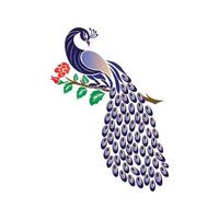 peecoock design with floral style tail feathers vector