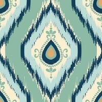 Seamless Ikat Pattern, Ikat Textile Design, Ikat Geometric Pattern, Ikat Fabric Design Inspired Pattern vector
