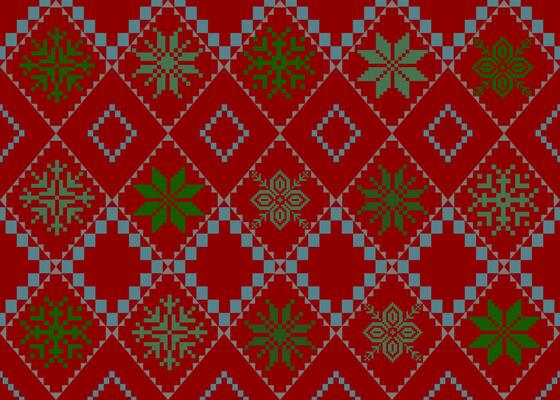 Seamless Red and Green Knitted Pattern, Snowflake Christmas Knit, Wintery Knitted Background, Festive Knitted Texture