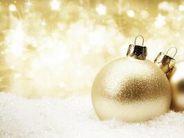 Golden Glow Elegance and Sparkle of Christmas Ornaments. photo
