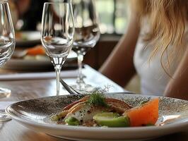 A Gourmet Dining Experience A Close-up of a Beautifully Plated Dish photo