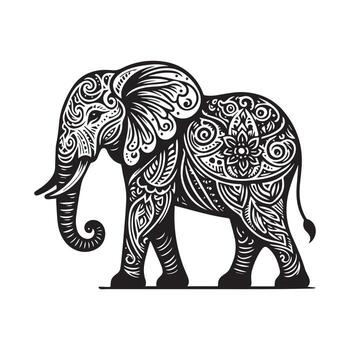 an elephant with a patterned design on its trunk vector