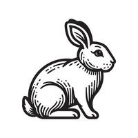 rabbit outline art black color. vector
